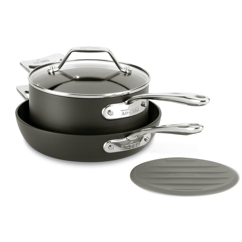 AllClad Essentials 4Piece NonStick Skillet Set with Lids & Reviews Wayfair
